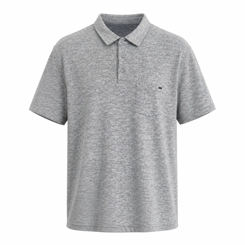 Vuori Men's Ace Polo Shirt Light Grey Heather Performance Golf Pocket Top Size L